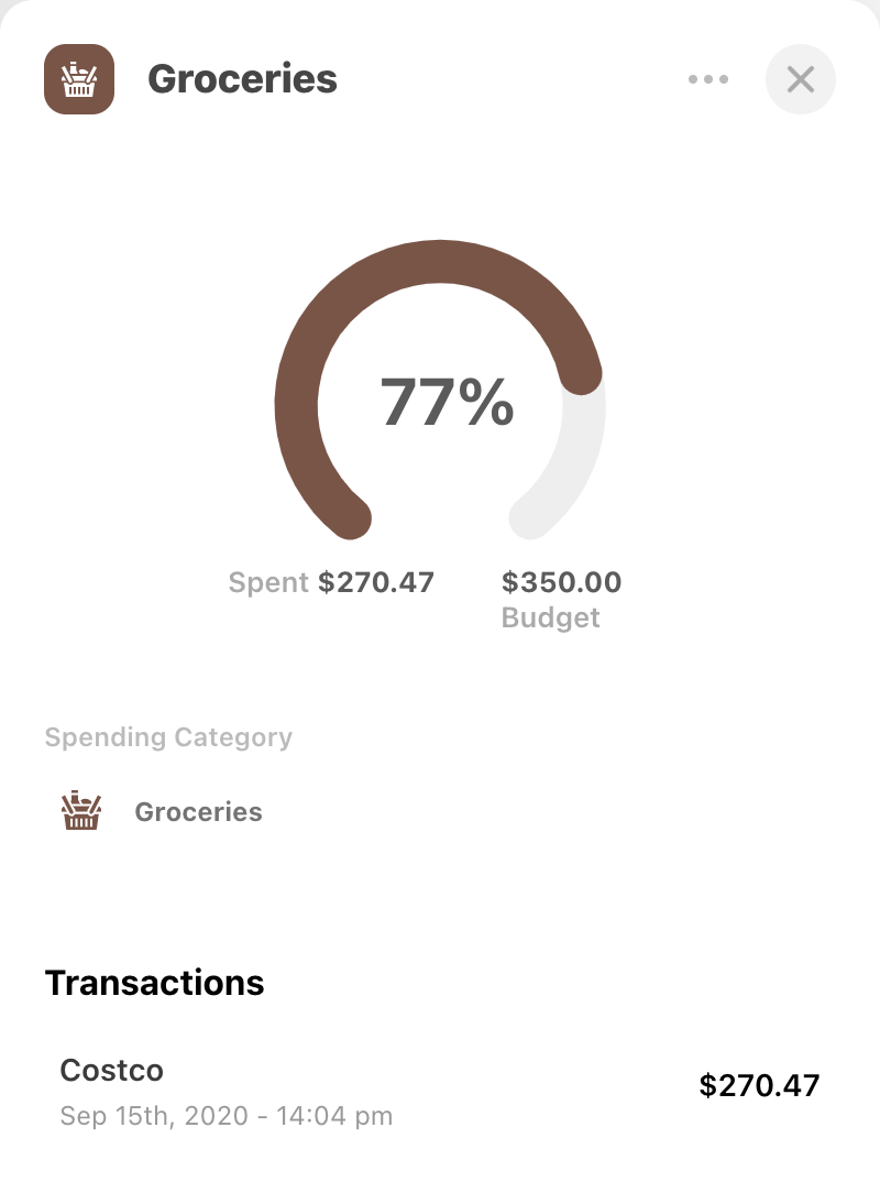 Screenshot of the budgeting feature of BudgetBloom personal finance and budgeting app